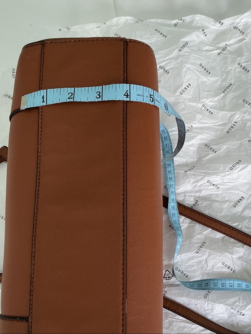 GUESS Brown Dual-Texture Tote - Picture 9 of 12